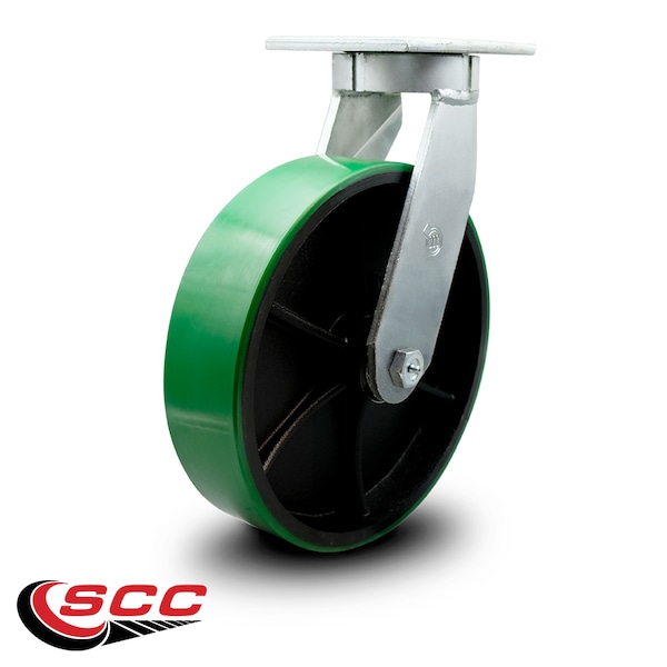 12 Inch Extra Heavy Duty Green Poly on Cast Iron Wheel Swivel Top Plate Caster